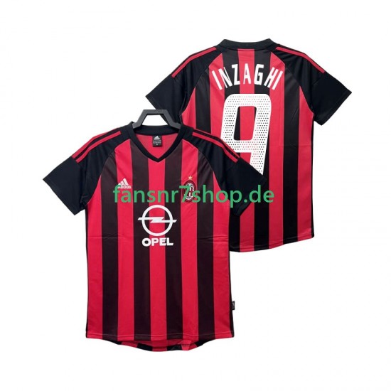 AC Mailand fußball trikot INZAGHI 9 2002 2003 Herren Heim Retro Kurzarm