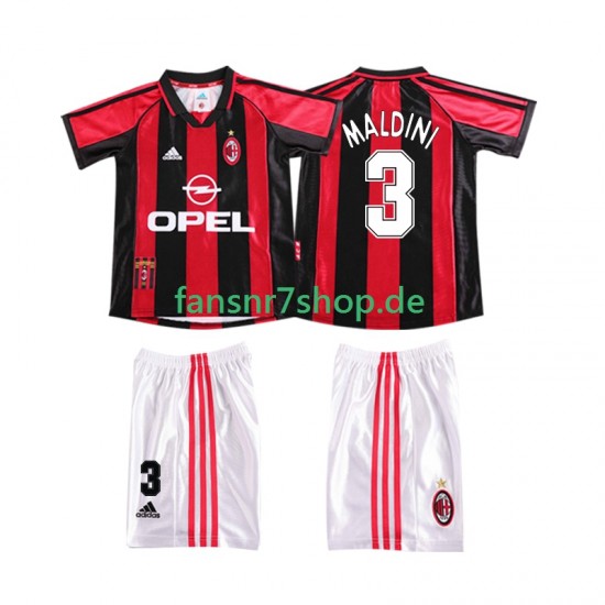AC Mailand fußball trikot MALDINI 3 1998 Kinder Heim Retro 1999 Kurzarm
