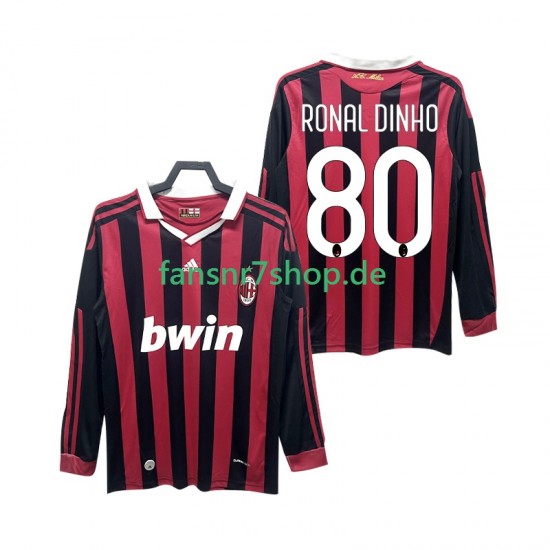AC Mailand fußball trikot RONALDINHO 80 2009 Herren Heim Retro 2010 Langarm