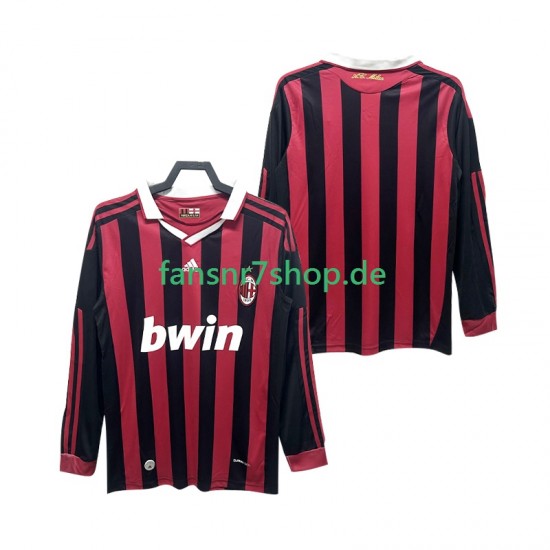 AC Mailand fußball trikot 2009 Herren Heim Retro 2010 Langarm