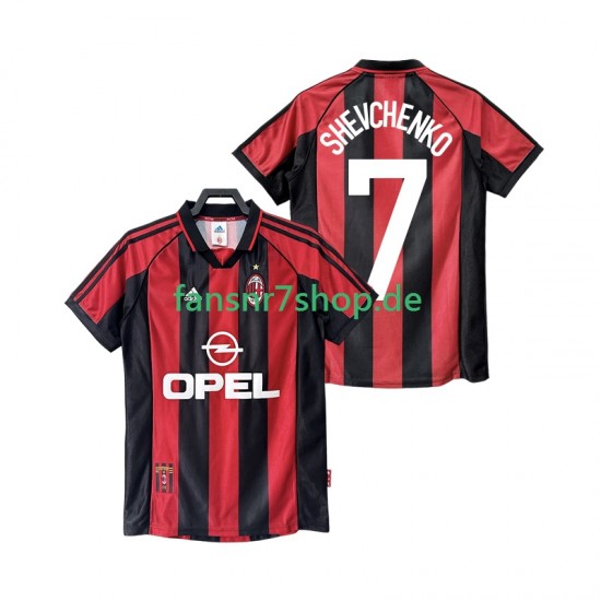 AC Mailand fußball trikot SHEVCHENKO 7 1998 Herren Heim Retro 1999 Kurzarm