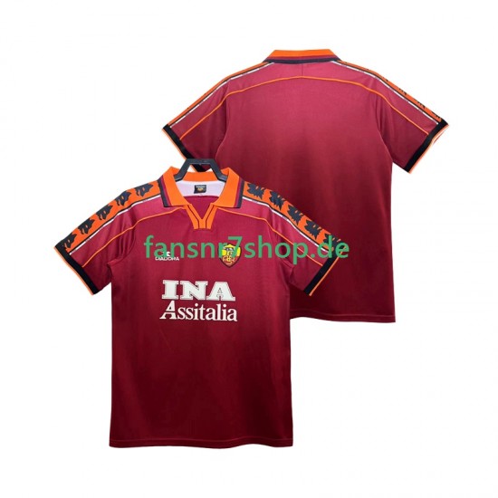 AS Rom fußball trikot 1998 Herren Heim Retro 1999 Kurzarm