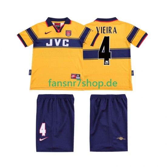 Arsenal fußball trikot VIEIRA 4 1997 Kinder Auswärts Retro 1999 Kurzarm