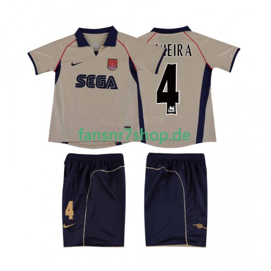 Arsenal fußball trikot VIEIRA 4 2001 2002 Kinder Auswärts Retro Kurzarm