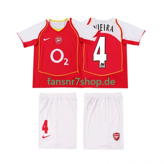 Arsenal fußball trikot VIEIRA 4 2005 Kinder Heim Retro 2004 Kurzarm
