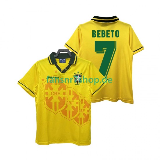 Brasilien fußball trikot BEBETO 7 Herren Heim Retro 1994 Kurzarm