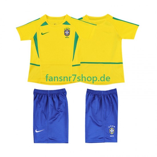 Brasilien fußball trikot 2002 Kinder Heim Retro Kurzarm