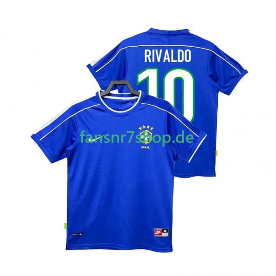 Brasilien fußball trikot RIVALDO 10 1998 Herren Auswärts Retro Kurzarm