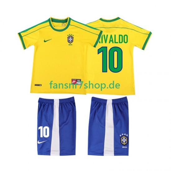 Brasilien fußball trikot RIVALDO 10 1998 Kinder Heim Retro Kurzarm
