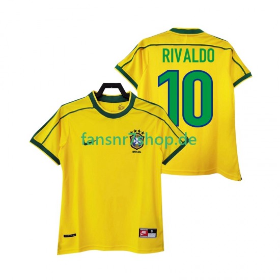 Brasilien fußball trikot RIVALDO 10 1998 Herren Heim Retro Kurzarm