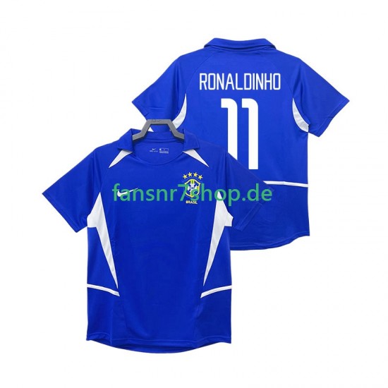 Brasilien fußball trikot RONALDINHO 11 2002 Herren Auswärts Retro Kurzarm