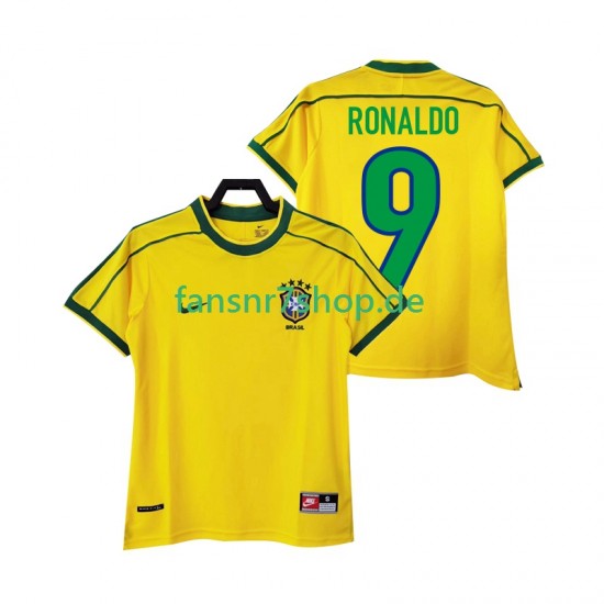 Brasilien fußball trikot RONALDO 9 1998 Herren Heim Retro Kurzarm