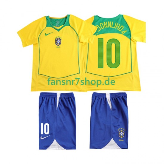Brasilien fußball trikot RONALOINHO 10 Kinder Heim Retro 2004 Kurzarm