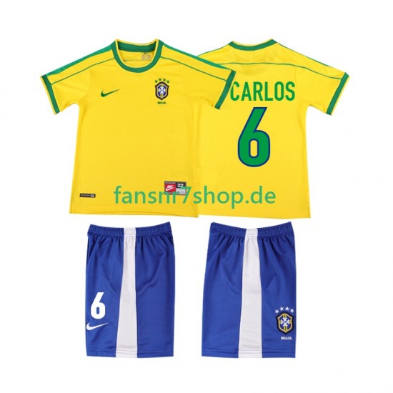 Brasilien fußball trikot Roberto Carlos 6 1998 Kinder Heim Retro Kurzarm