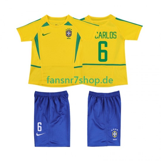 Brasilien fußball trikot Roberto Carlos 6 2002 Kinder Heim Retro Kurzarm