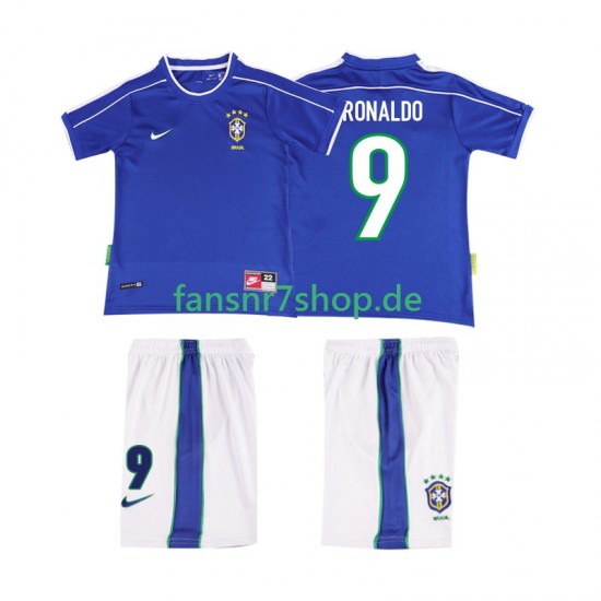 Brasilien fußball trikot Ronaldo 9 1998 Kinder Auswärts Retro Kurzarm