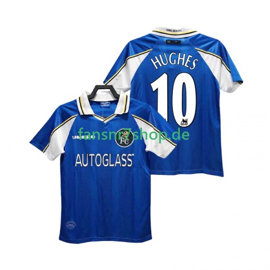 Chelsea fußball trikot HUGHES 10 1997 Herren Heim Retro 1999 Kurzarm