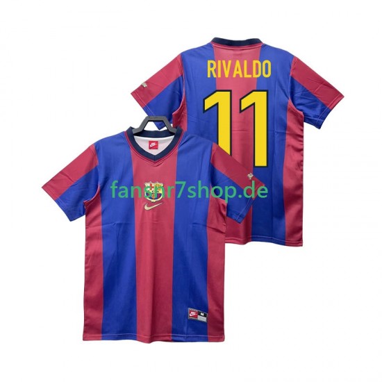 FC Barcelona fußball trikot RIVALDO 11 1998 Herren Heim Retro 1999 Kurzarm