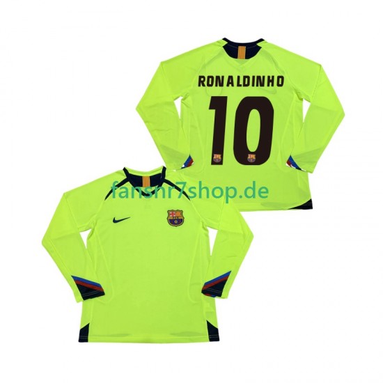 FC Barcelona fußball trikot RONALDINHO 10 2005 Herren Auswärts Retro 2006 Langarm