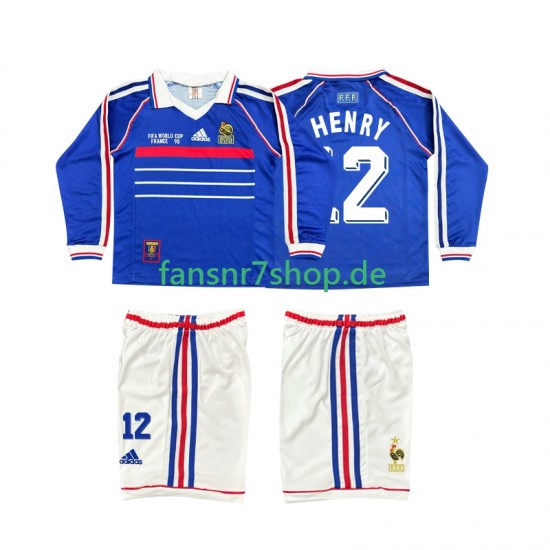 Frankreich fußball trikot Henry 12 1998 Kinder Heim Retro Langarm