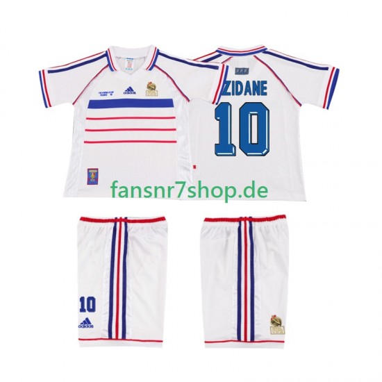 Frankreich fußball trikot ZIDANE 10 1998 Kinder Auswärts Retro Kurzarm