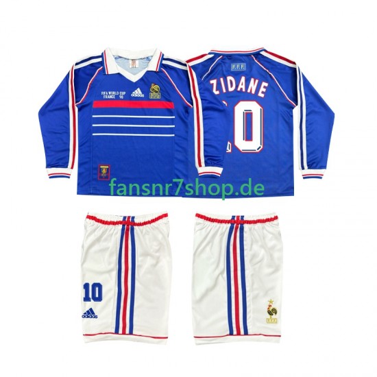 Frankreich fußball trikot ZINANE 10 1998 Kinder Heim Retro Langarm