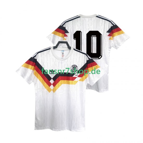 Deutschland fußball trikot 10 Herren Heim Retro 1990 Kurzarm