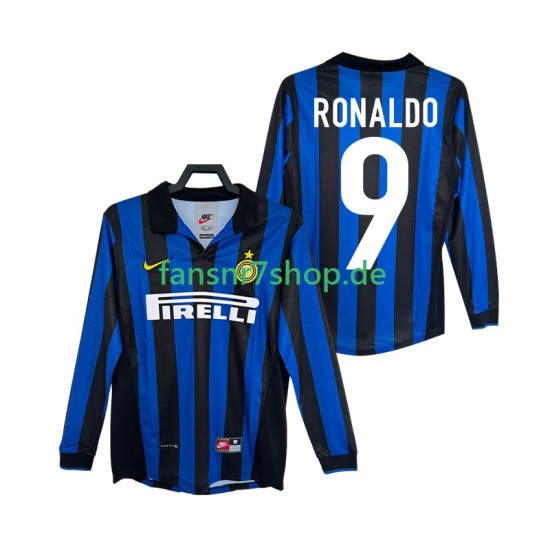 Inter Mailand fußball trikot Ronaldo 9 1998 Herren Heim Retro 1999 Langarm