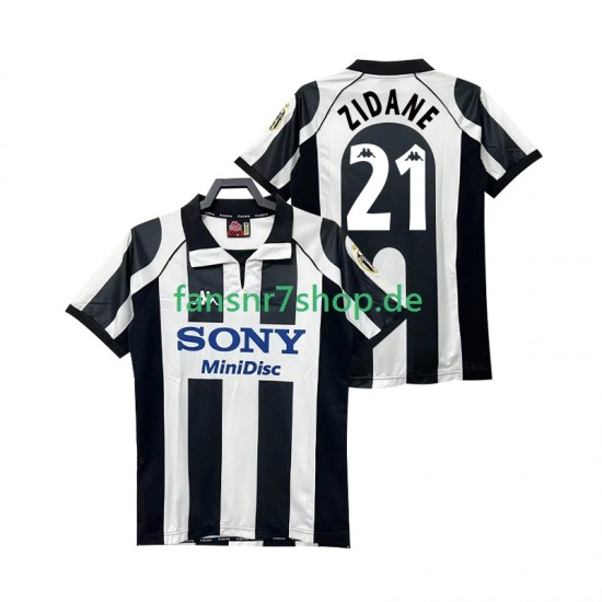 Juventus Turin fußball trikot ZIDANE 21 1997 1998 Herren Heim Retro Kurzarm
