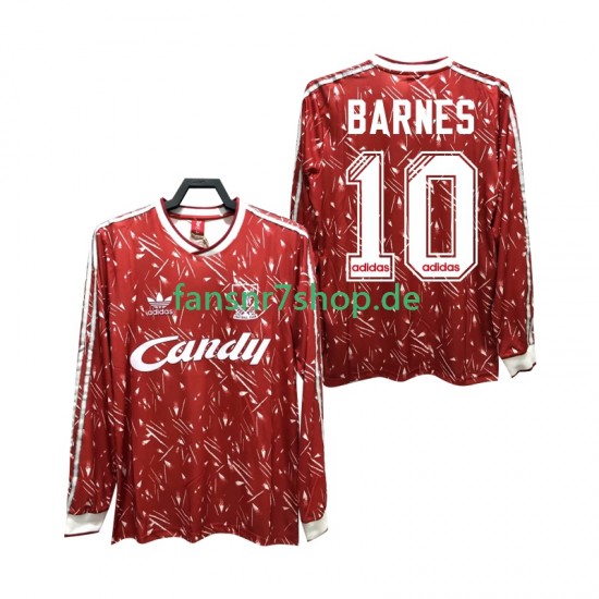 Liverpool fußball trikot BARNES 10 1989 1991 Herren Heim Retro Langarm