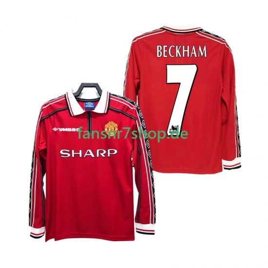 Manchester United fußball trikot BECKHAM 7 1998 Herren Heim Retro 1999 Langarm