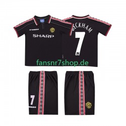 Manchester United fußball trikot Beckham 7 1998 Kinder Auswärts Retro 1999 Kurzarm