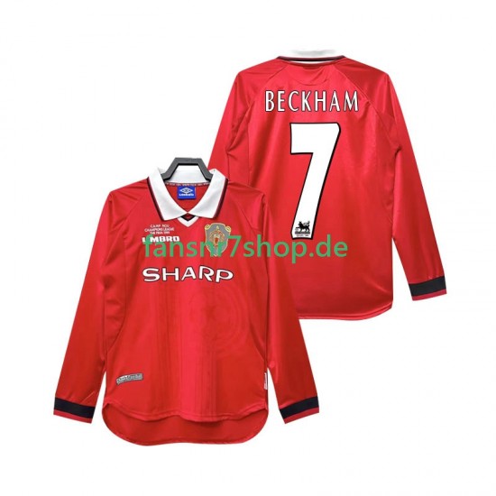 Manchester United fußball trikot Beckham 7 2000 Herren Heim Retro 1999 Langarm