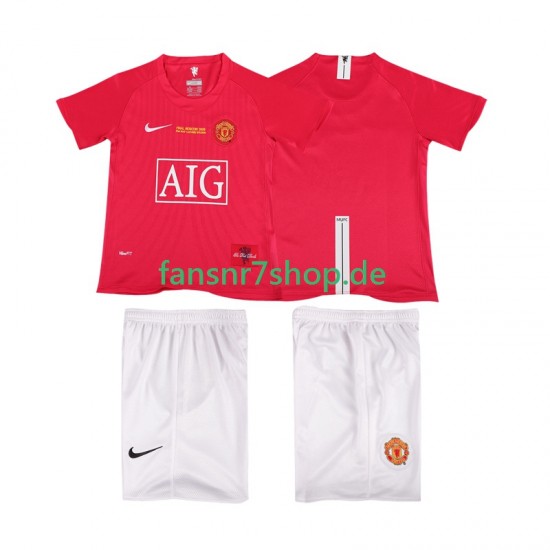 Manchester United fußball trikot Champions League 2007 Kinder Heim Retro 2008 Kurzarm