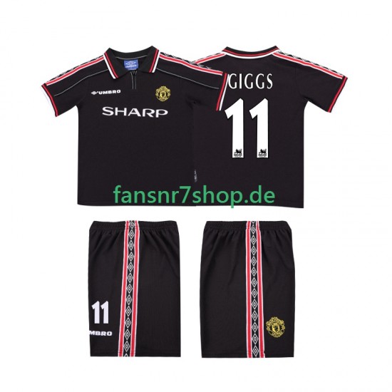 Manchester United fußball trikot GIGGS 11 1998 Kinder Auswärts Retro 1999 Kurzarm