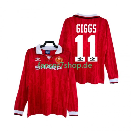 Manchester United fußball trikot GIGGS 11 1992 Herren Heim Retro 1994 Langarm
