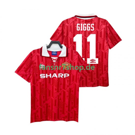 Manchester United fußball trikot GIGGS 11 1992 Herren Heim Retro 1994 Kurzarm