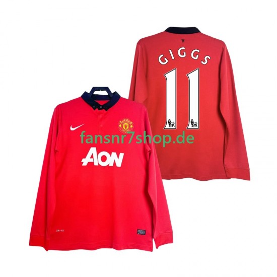 Manchester United fußball trikot GIGGS 11 2013 2014 Herren Heim Retro Langarm