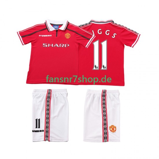Manchester United fußball trikot Giggs 11 1998 Kinder Heim Retro 1999 Kurzarm
