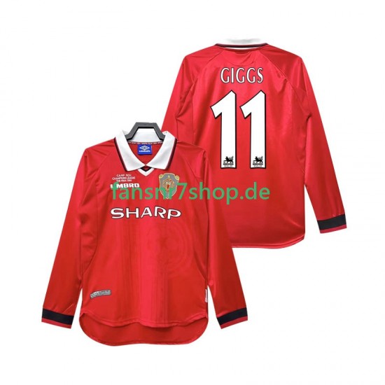 Manchester United fußball trikot Giggs 11 2000 Herren Heim Retro 1999 Langarm