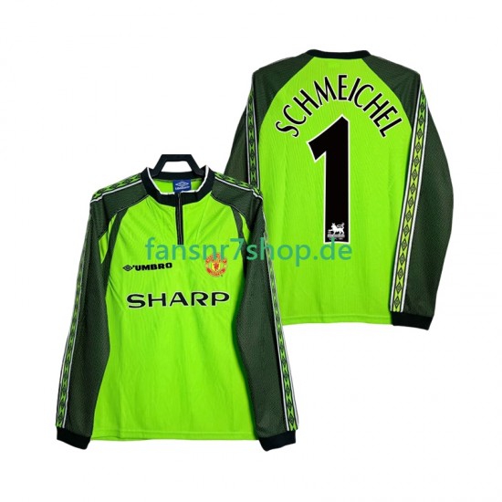 Manchester United fußball trikot SCHMEICHEL 1 1998 2000 Torhüter Herren Heim Retro Langarm