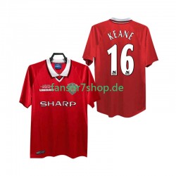 Manchester United fußball trikot Keane 16 2000 Herren Heim Retro 1999 Kurzarm