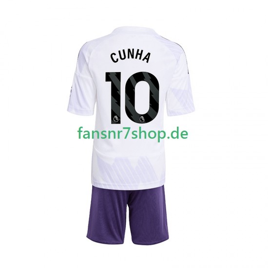 Manchester United fußball trikot Matheus Cunha 10 Kinder Auswärts 2025-2026 Kurzarm