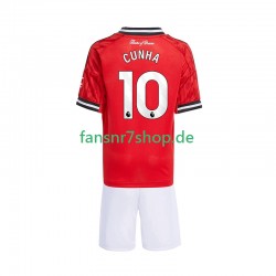 Manchester United fußball trikot Matheus Cunha 10 Kinder Heim 2025-2026 Kurzarm