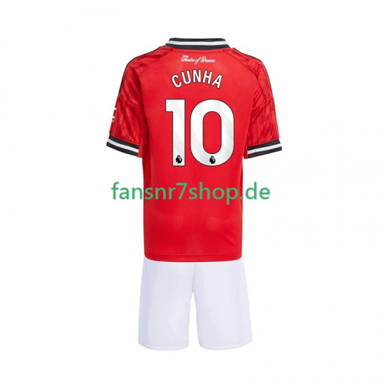 Manchester United fußball trikot Matheus Cunha 10 Kinder Heim 2025-2026 Kurzarm