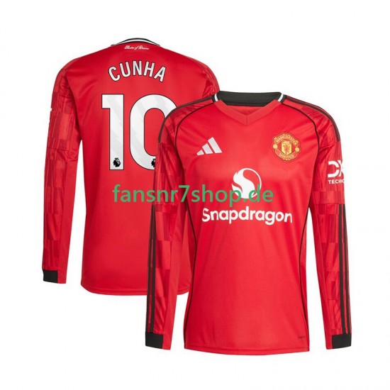 Manchester United fußball trikot Matheus Cunha 10 Herren Heim 2025-2026 Langarm