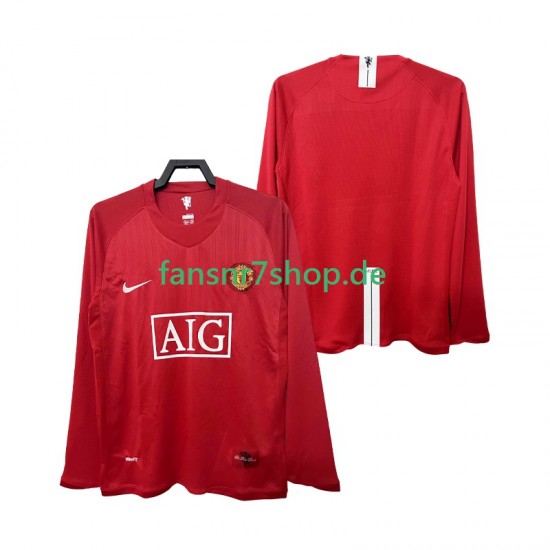 Manchester United fußball trikot 2007 Herren Heim Retro 2008 Langarm