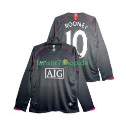 Manchester United fußball trikot Rooney 10 2007 Herren Auswärts Retro 2008 Langarm