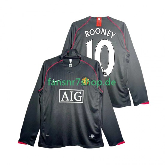 Manchester United fußball trikot Rooney 10 2007 Herren Auswärts Retro 2008 Langarm