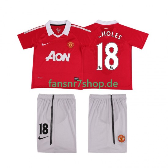 Manchester United fußball trikot SCHOLES 18 Kinder Heim Retro 2011 2010 Kurzarm